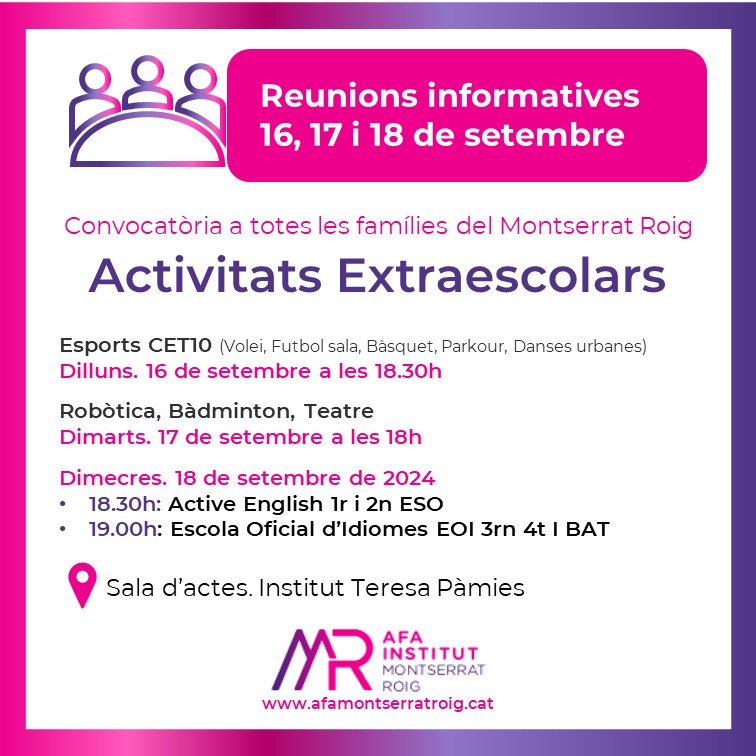 Reunions de les extraescolars curs 2024-25